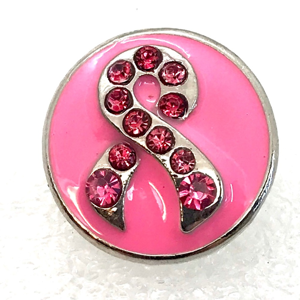 Snap button 20mm Gingersnaps Pink ribbon ASN20